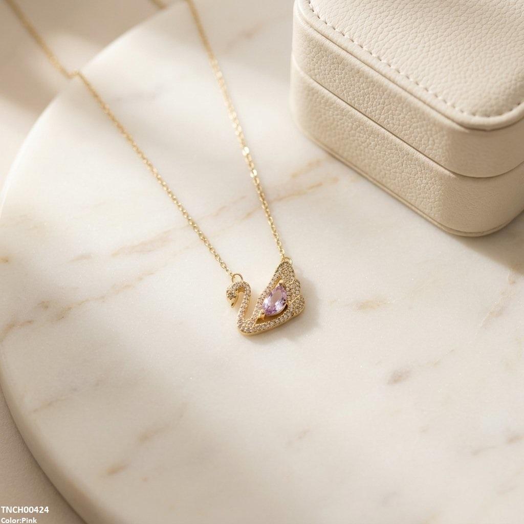 TNCH00424 TNR Stainless Steel Zircon Duck Necklace - TNCH