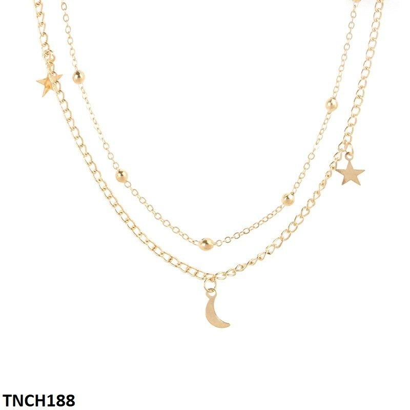 TNCH188 YYE Balls/Moons/Stars Curb Layered Necklace