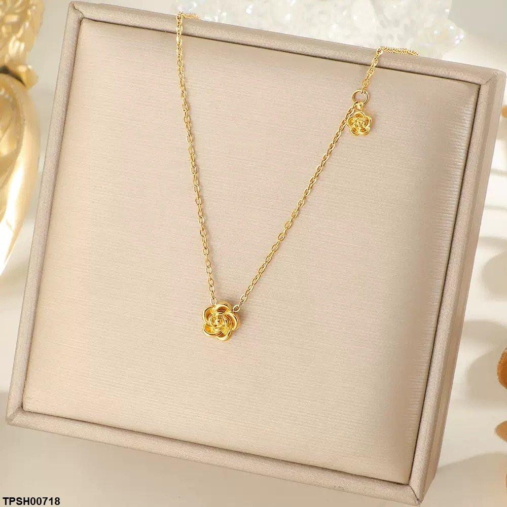 TPSH00718 DGF Stainless Steel Double Flower Pendant - TPSH