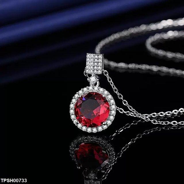 TPSH00733 JJF Round Crystal Pendent Set - TPSH