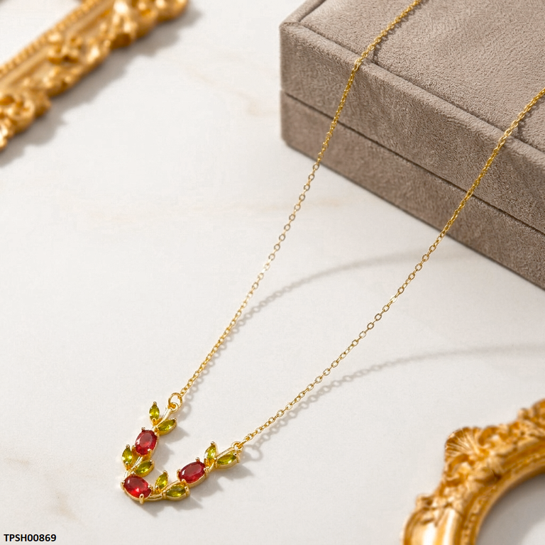 TPSH00869 MSJ Tulip Leaf Stone Pendant With Chain - TPSH