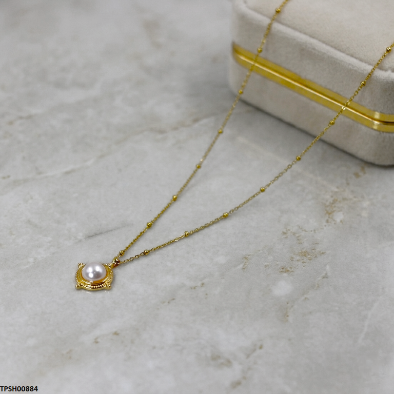 TPSH00884 MSJ Stainless Steel Pearl Pendant With Chain - TPSH