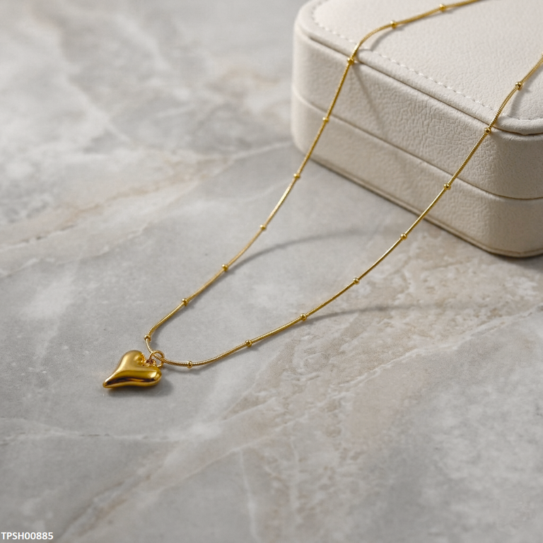 TPSH00885 MSJ Stainless Steel Heart Drop Pendant With Chain - TPSH