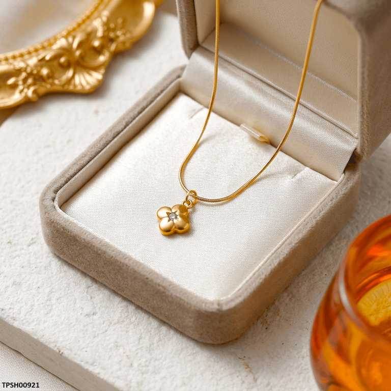 TPSH00921 MSJ Stainless Steel Clover Flower Drop Pendant - TPSH