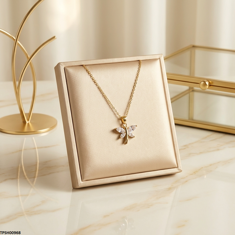 TPSH00968 TNR Stainless Steel Zircon Butterfly Pendant - TPSH