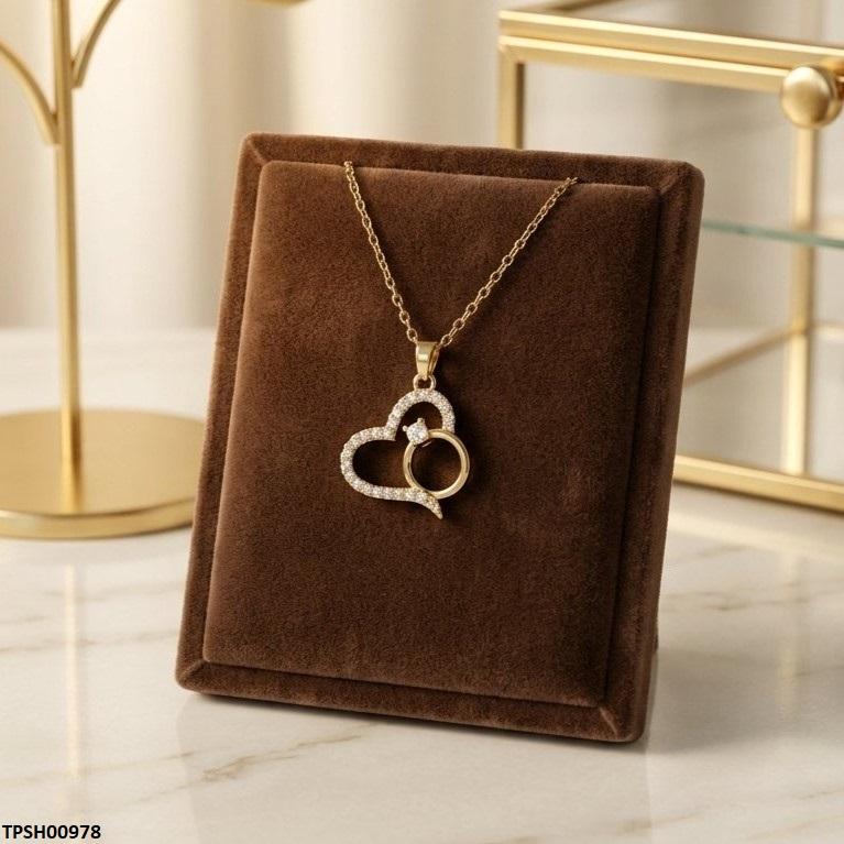 TPSH00978 TNR Stainless Steel Zircon Heart Ring Pendant - TPSH