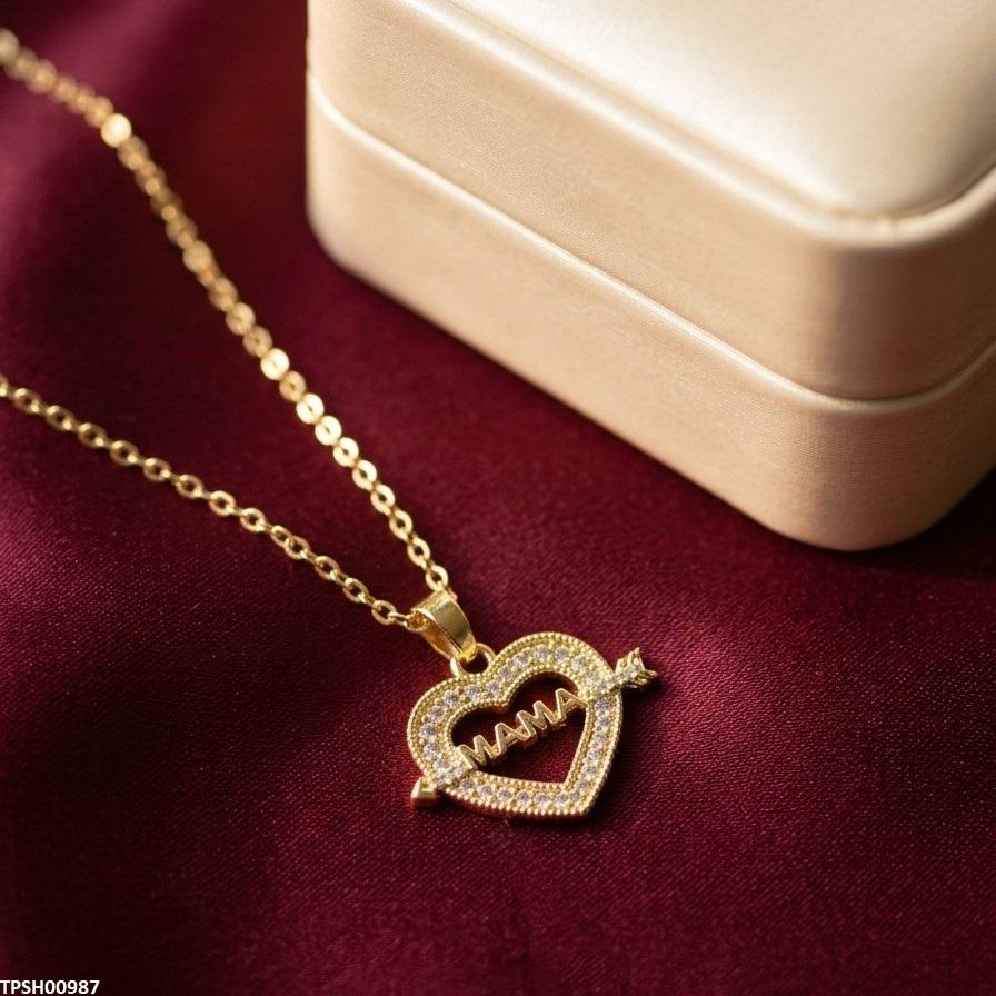 TPSH00987 TNR Stainless Steel Zircon Heart Pendant - TPSH