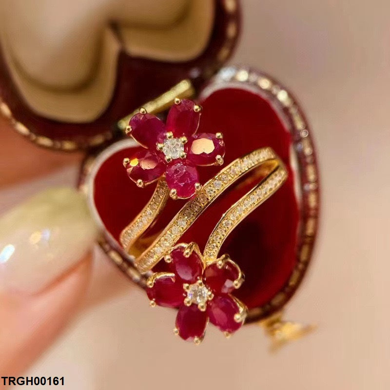 TRGH00161 CJD Double Flower Ring Adjustable - TRGH