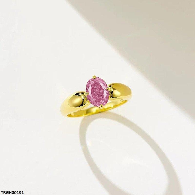 TRGH00191 BJF Pink Oval Stone Adjustable Ring - TRGH