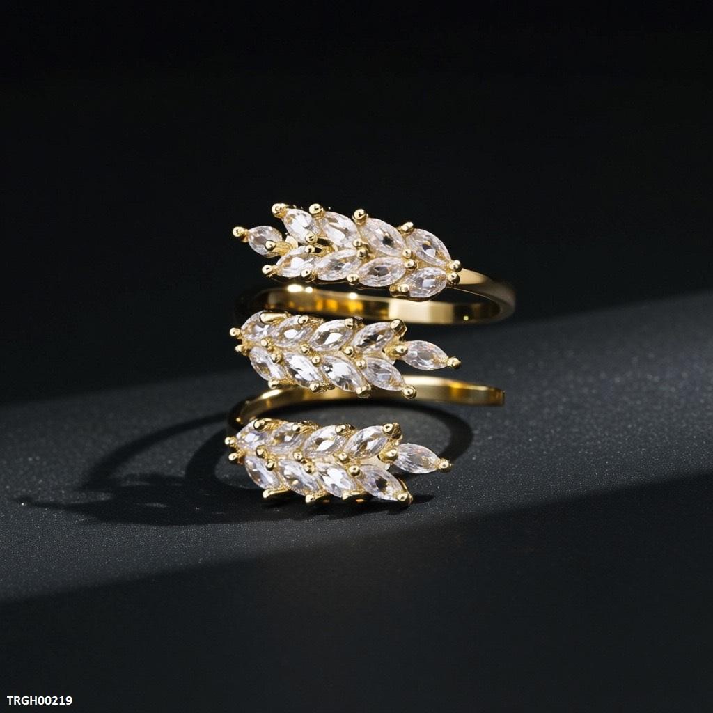 TRGH00219 BYJ Zircon Leaf Ring Adjustable - TRGH