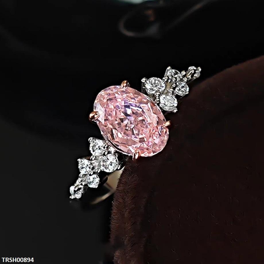 TRSH00894 KRL Oval Pink ZIRCON Stone Ring Adjustable -TRSH