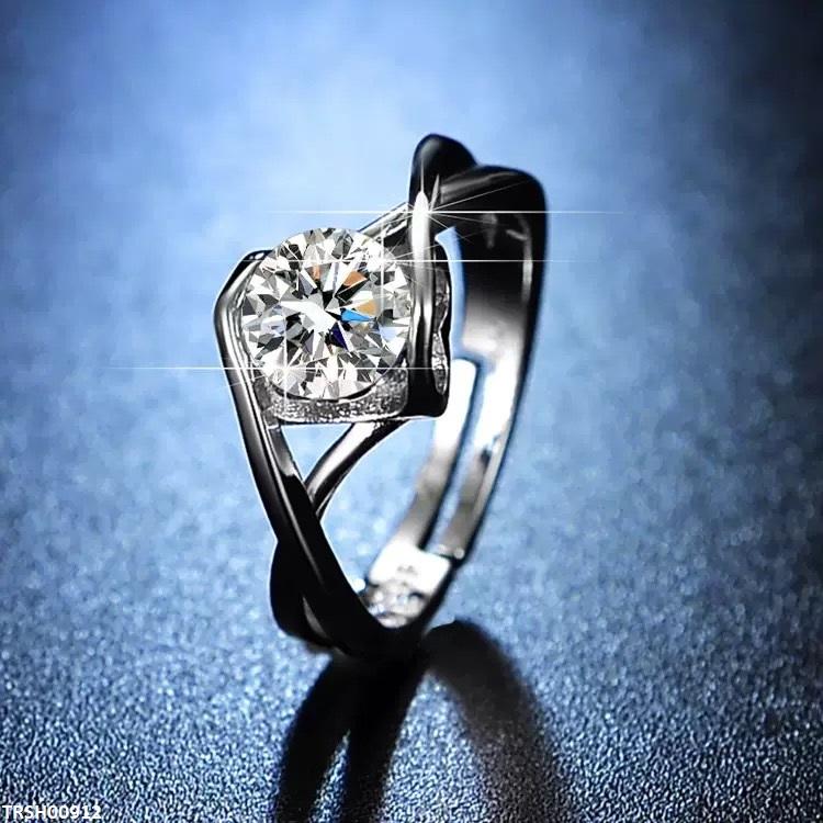 TRSH00912 ZFQ Round Heart Ring Adjustable - TRSH