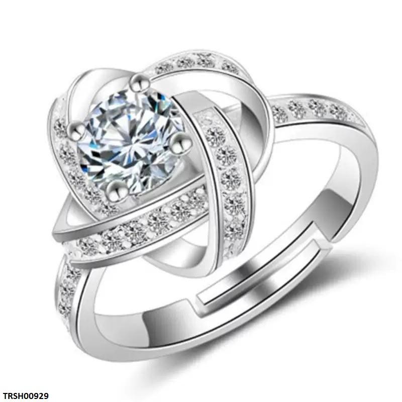 TRSH00929 JJF Round Stone Zircon Ring Adjustable - TRSH