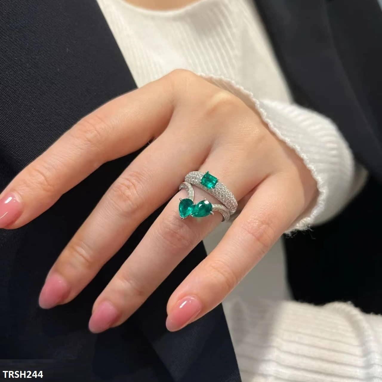 TRSH244 CJD Rectangle Join Tear Cathedral Adjustable Ring