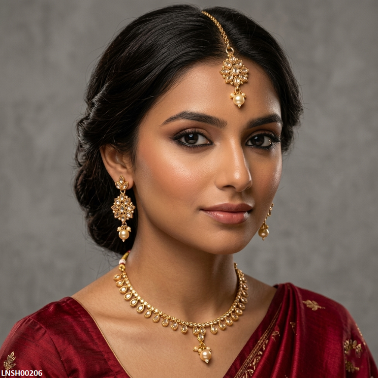 LNSH00206 ANI Marquise Peral Drop Necklace Set - LNSH
