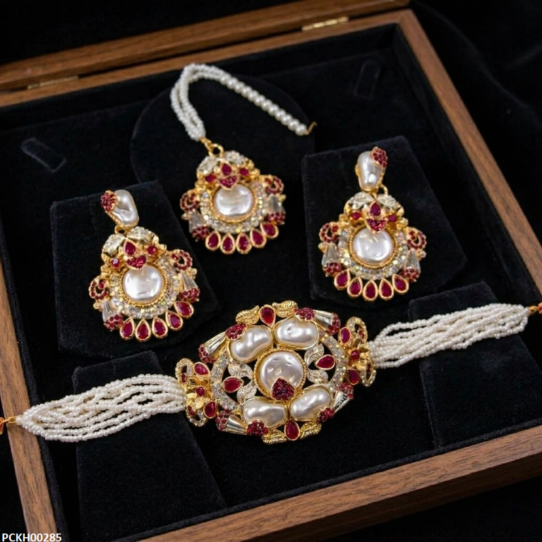PCKH00285 ABD Round Pearl Choker Set - PCKH