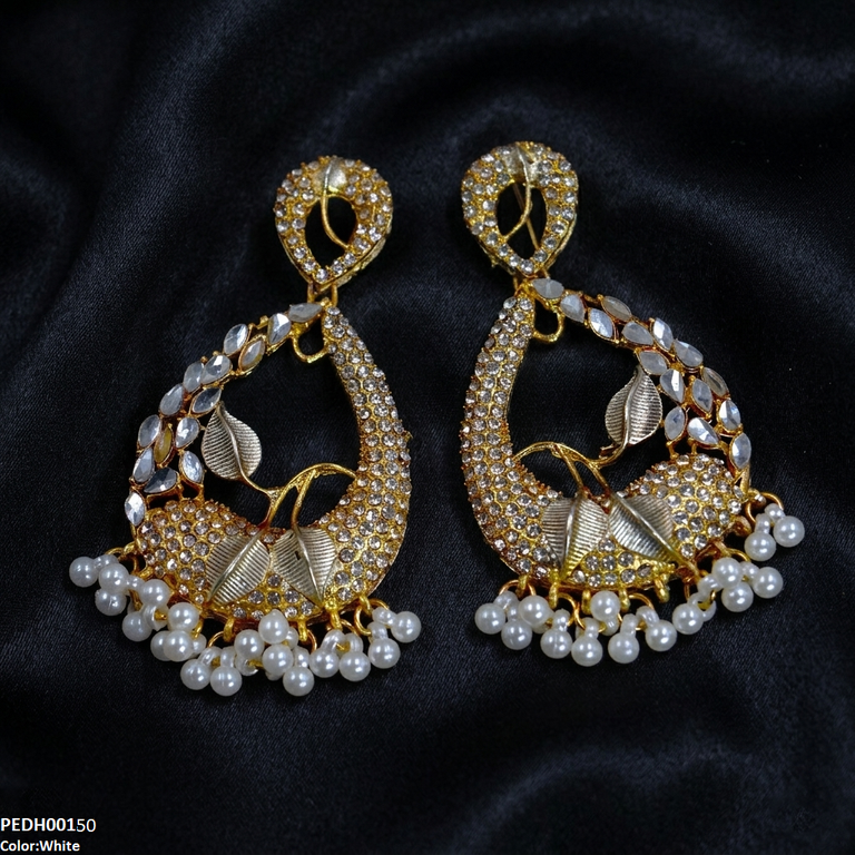 PEDH00150 FRN Tear Leaf Pearl Drop Earrings - PEDH