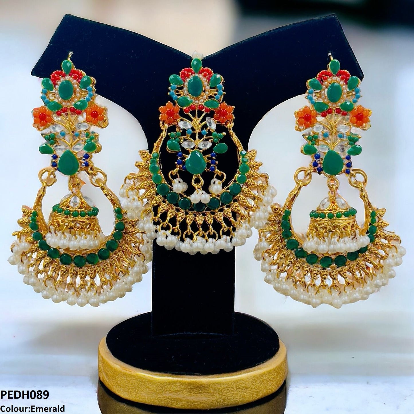 PEDH089 SDQ Flower Jhumki Drop Earrings