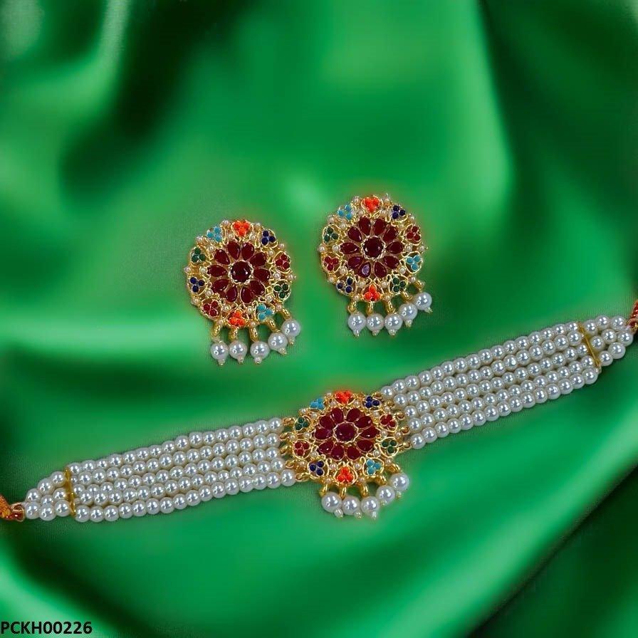 PCKH00228 MZM Multi Pearl Chokar Set - PCKH
