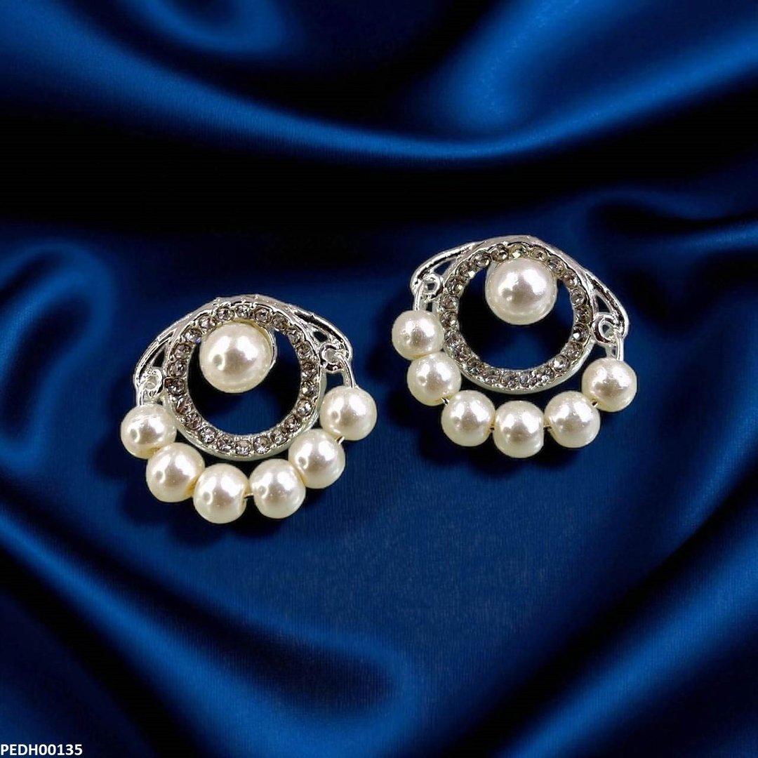 PEDH00135 SDQ Round Pearl Drop Earrings - PEDH