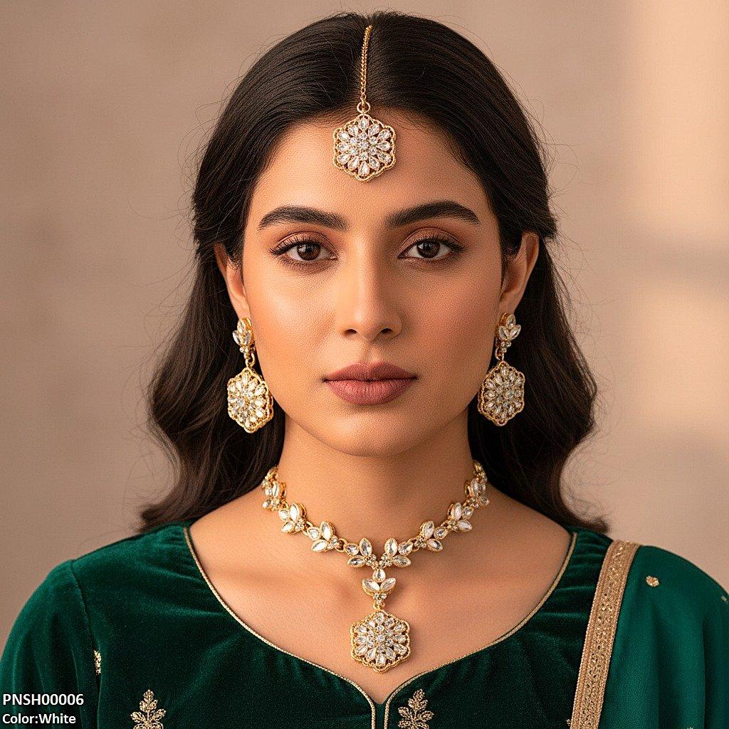 PNSH00006 FRN Tear/Flower Drop Necklace Set - PNSH