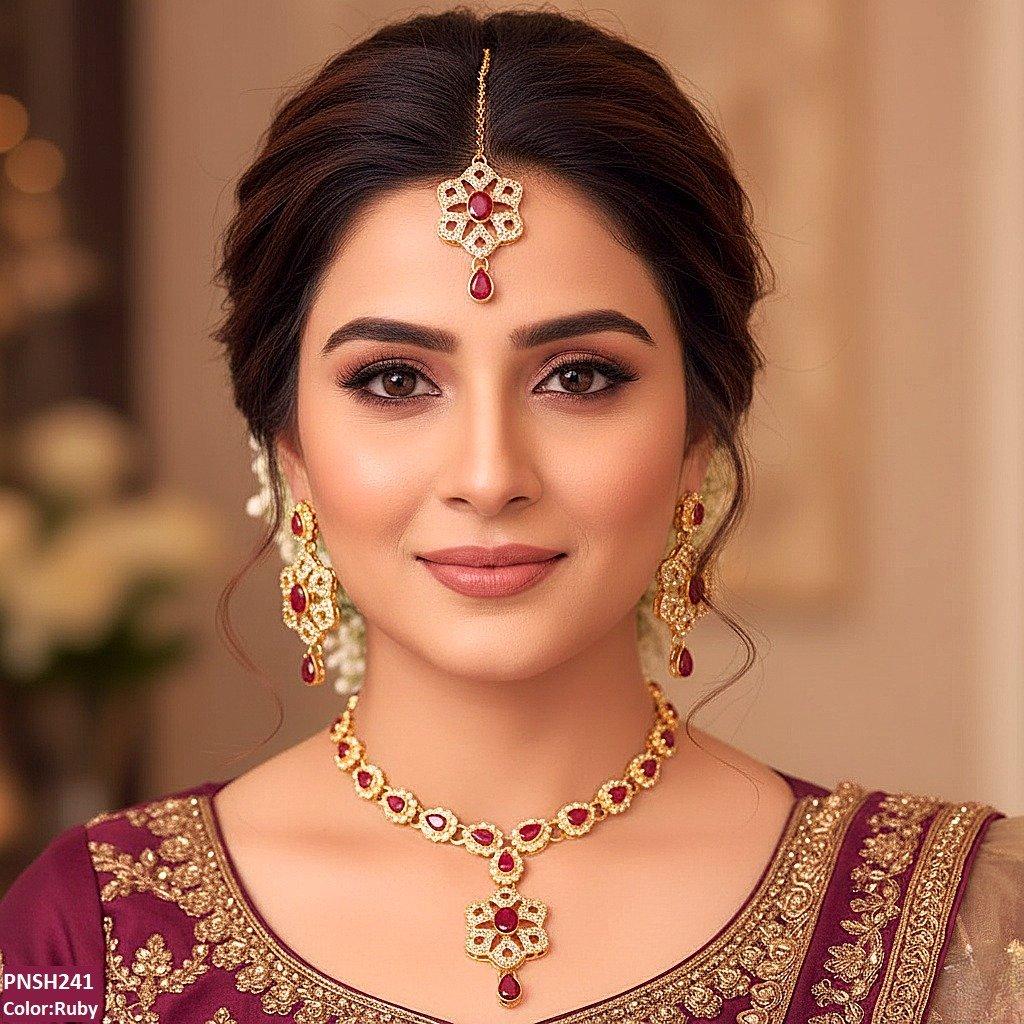 PNSH241 FRN Oval/Tear Drop Necklace Set