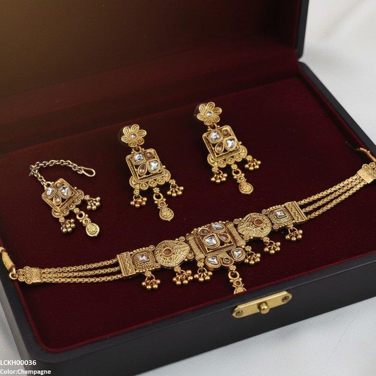 LCKH00036 ANI Tear Flower Drop Choker Set - LCKH