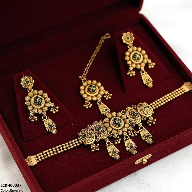 LCKH00037 ANI Round Flower Drop Choker Set - LCKH
