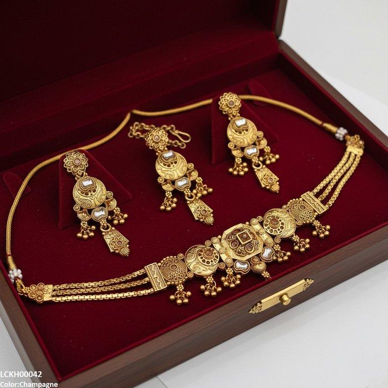LCKH00042 ANI Moon Pearl Drop Choker Set - LCKH