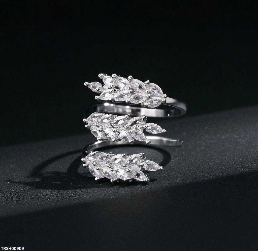 TRSH00909 BYJ Zircon Leaf Ring Adjustable - TRSH