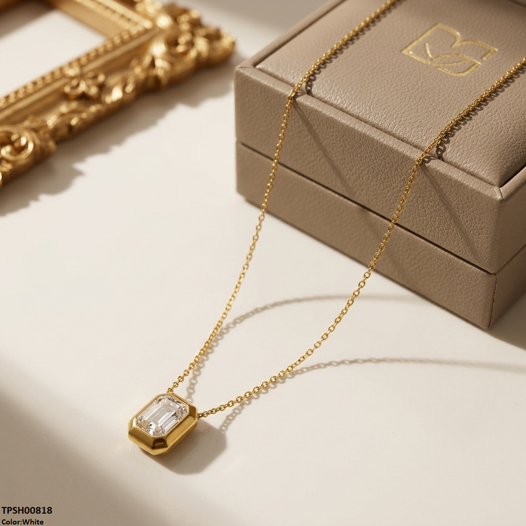 TPSH00818 MSJ Stainless Steel Rectangle Drop Pendant - TPSH