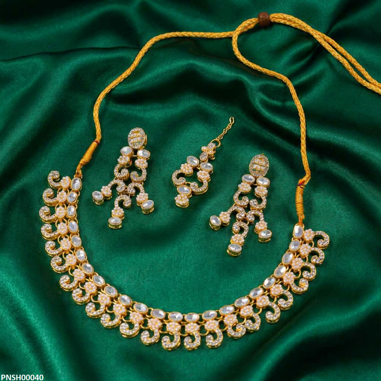 PNSH00040 MZM Round Flower Necklace Set - PNSH