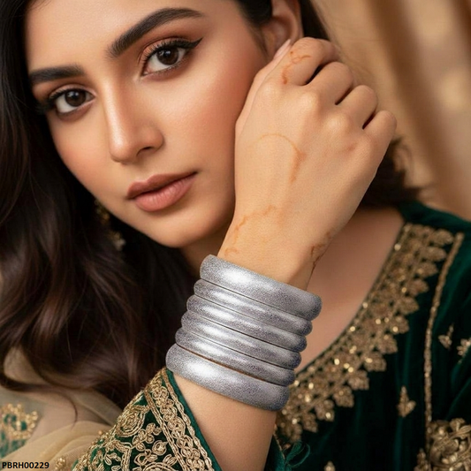 PBRH00229 MZM Round Plane Silver Bangles - PBRH
