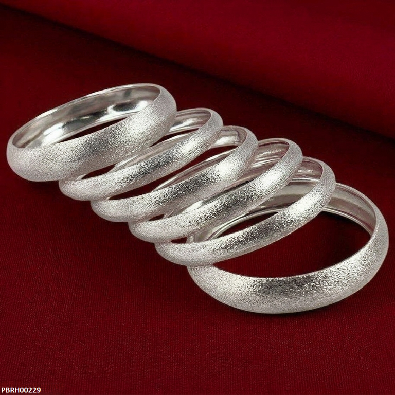 PBRH00229 MZM Round Plane Silver Bangles - PBRH