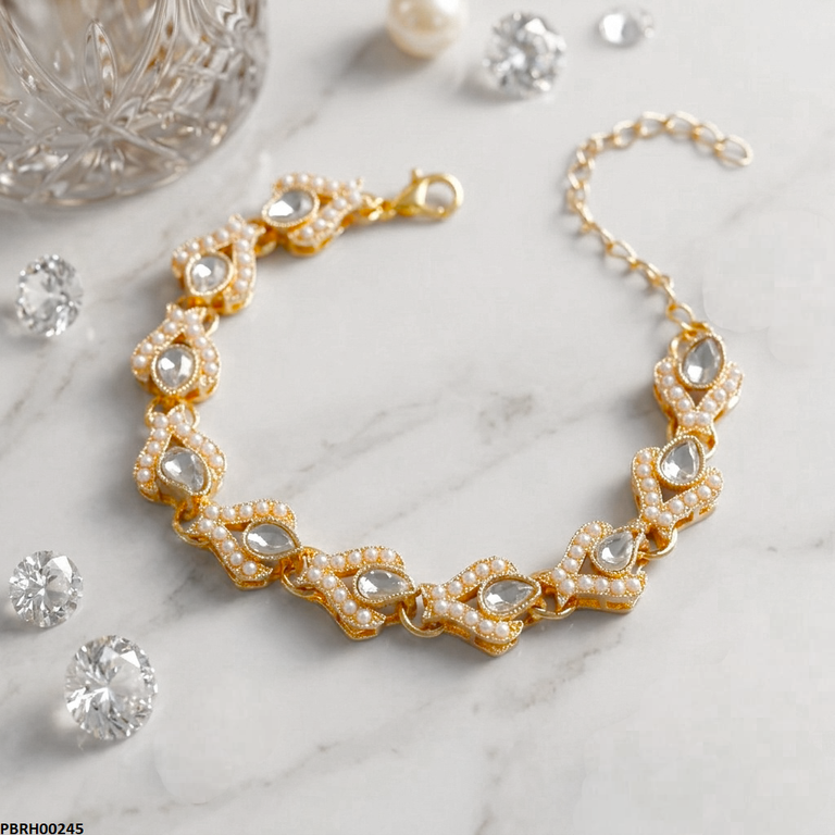 PBRH00245 MZM Tear Stone Pearl Bracelet - PBRH