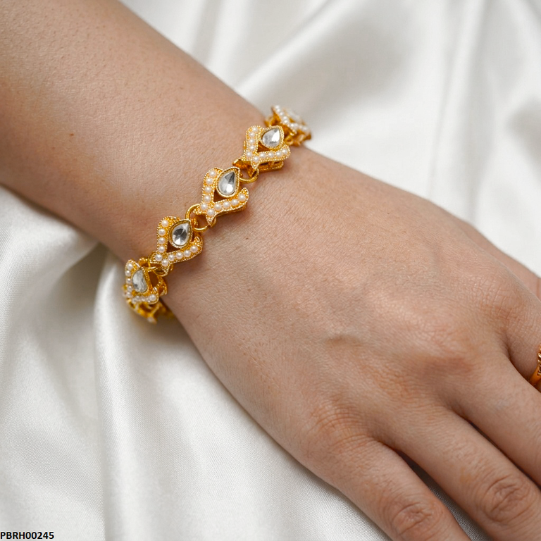 PBRH00245 MZM Tear Stone Pearl Bracelet - PBRH