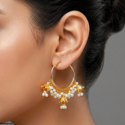 PEDH00162 MZM Pearl Jhumki Drop Earrings -PEDH