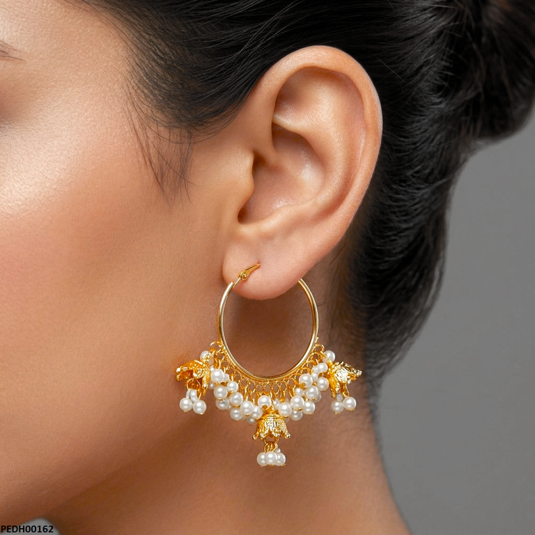 PEDH00162 MZM Pearl Jhumki Drop Earrings -PEDH