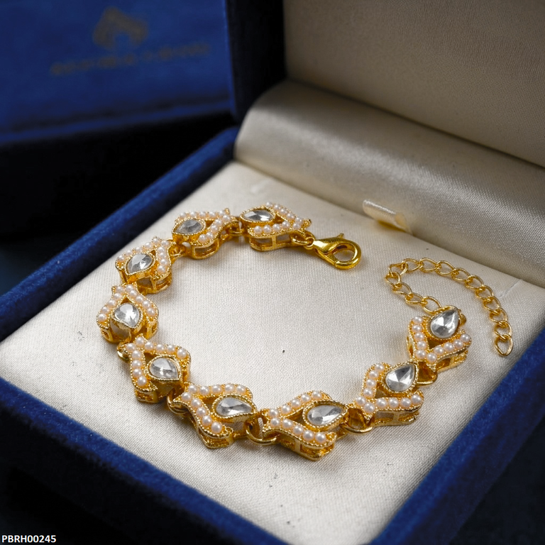 PBRH00245 MZM Tear Stone Pearl Bracelet - PBRH