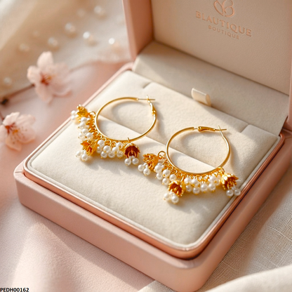 PEDH00162 MZM Pearl Jhumki Drop Earrings -PEDH