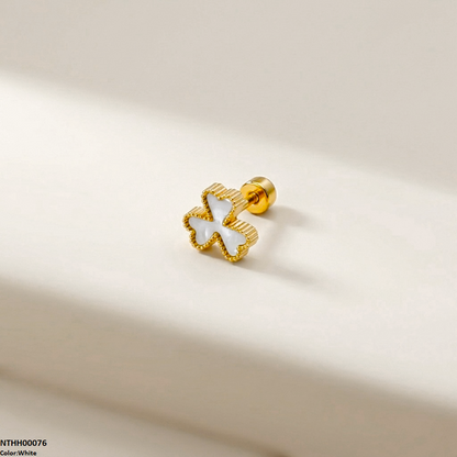 NTHH00076 XAS Clover Flower Stainless Steel Nose Pin - NTHH