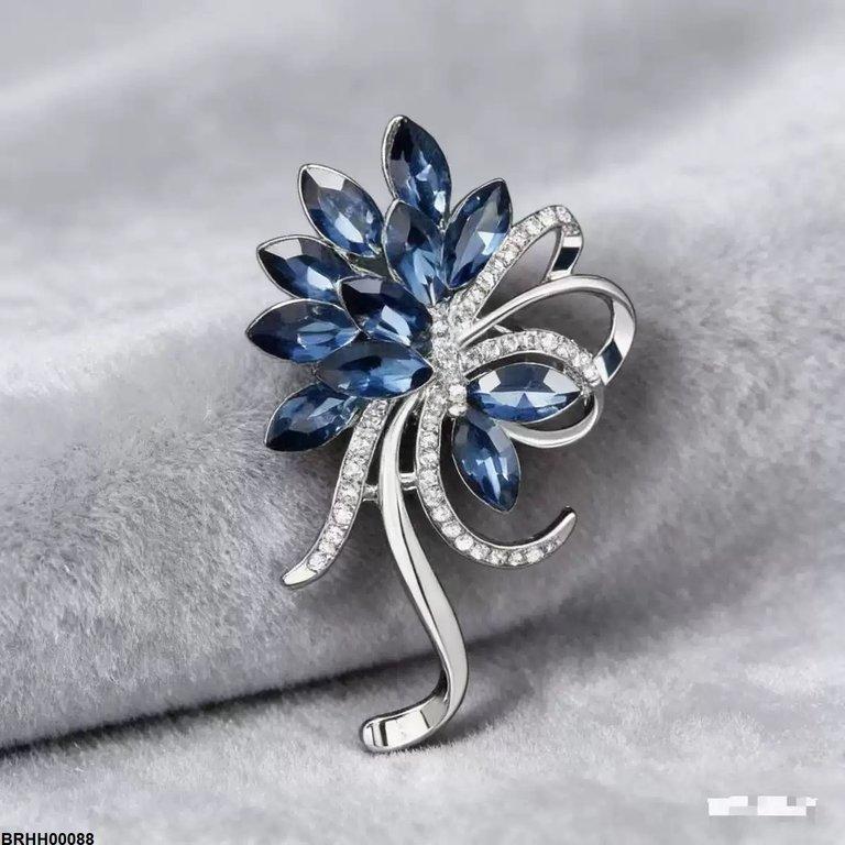 BRHH00088 XST Flower Marquise Stone Broach - BRHH