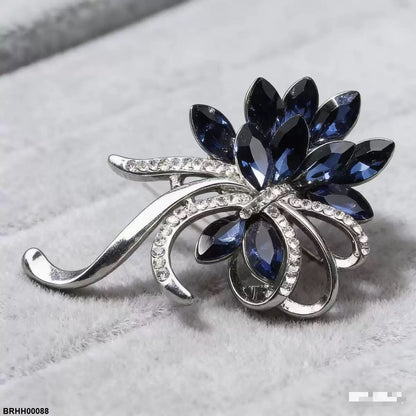 BRHH00088 XST Flower Marquise Stone Broach - BRHH