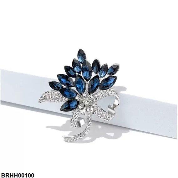 BRHH00100 XST Flower Marquise Stone Broach - BRHH
