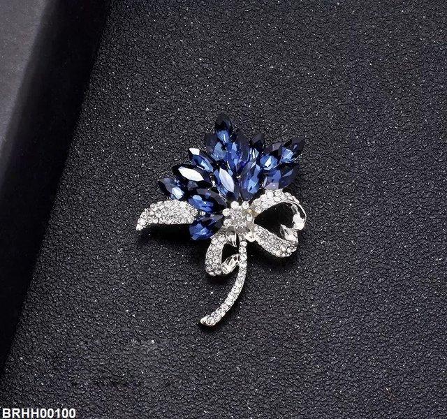 BRHH00100 XST Flower Marquise Stone Broach - BRHH