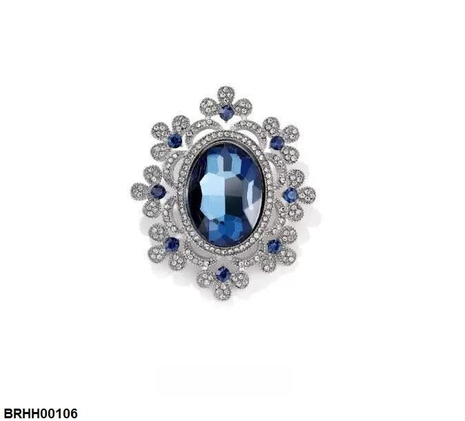 BRHH00106 XST Oval Flower Zircon Broach - BRHH