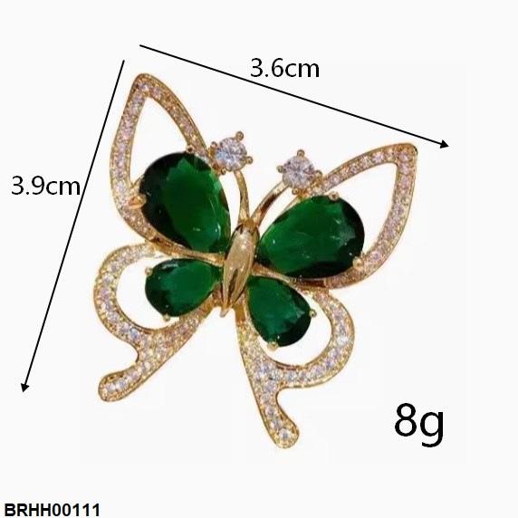 BRHH00111 XST Emerald Stone Butterfly Zircon Broach - BRHH