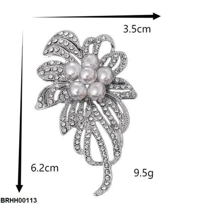 BRHH00113 XST Ribbon Pearl Zircon Broach - BRHH