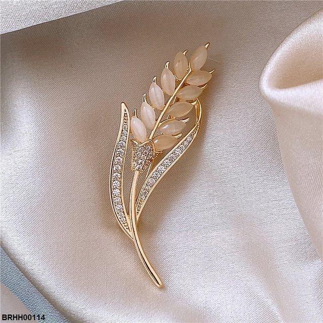 BRHH00114 XST Wheat Ear Zircon Broach - BRHH