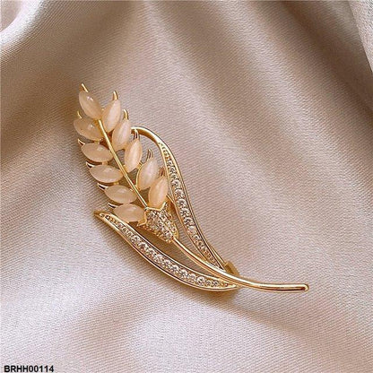 BRHH00114 XST Wheat Ear Zircon Broach - BRHH